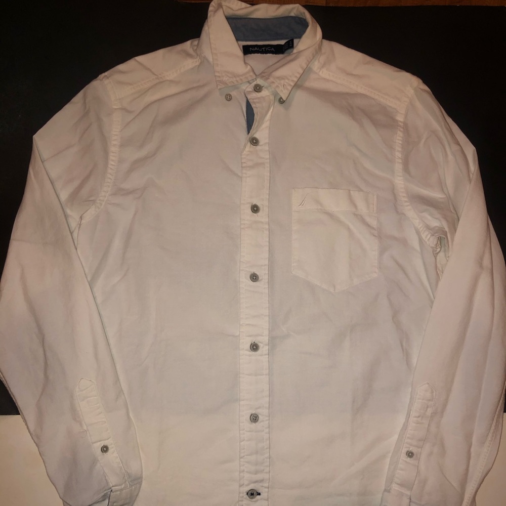 Nautica white button tee